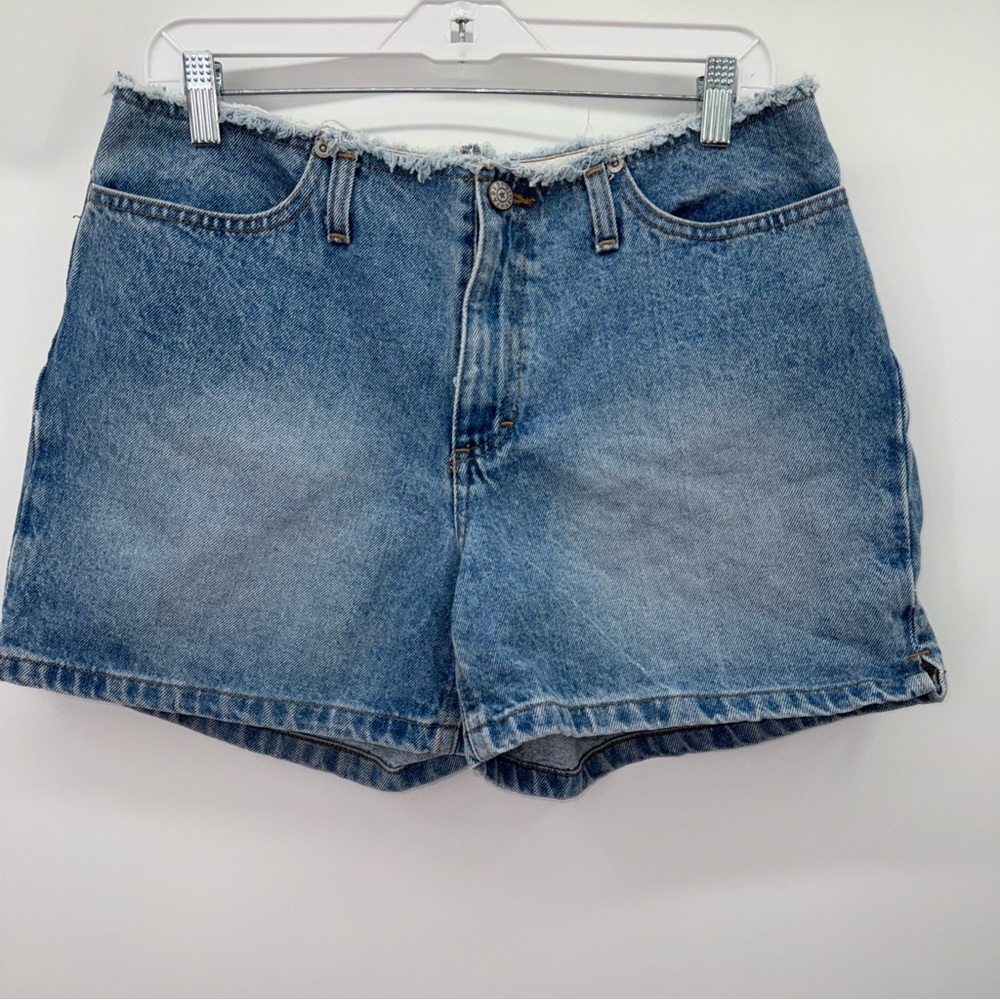 VINTAGE FADED GLORY Denim Jean Shorts Distressed Raw Edge Waist Retro Size 10